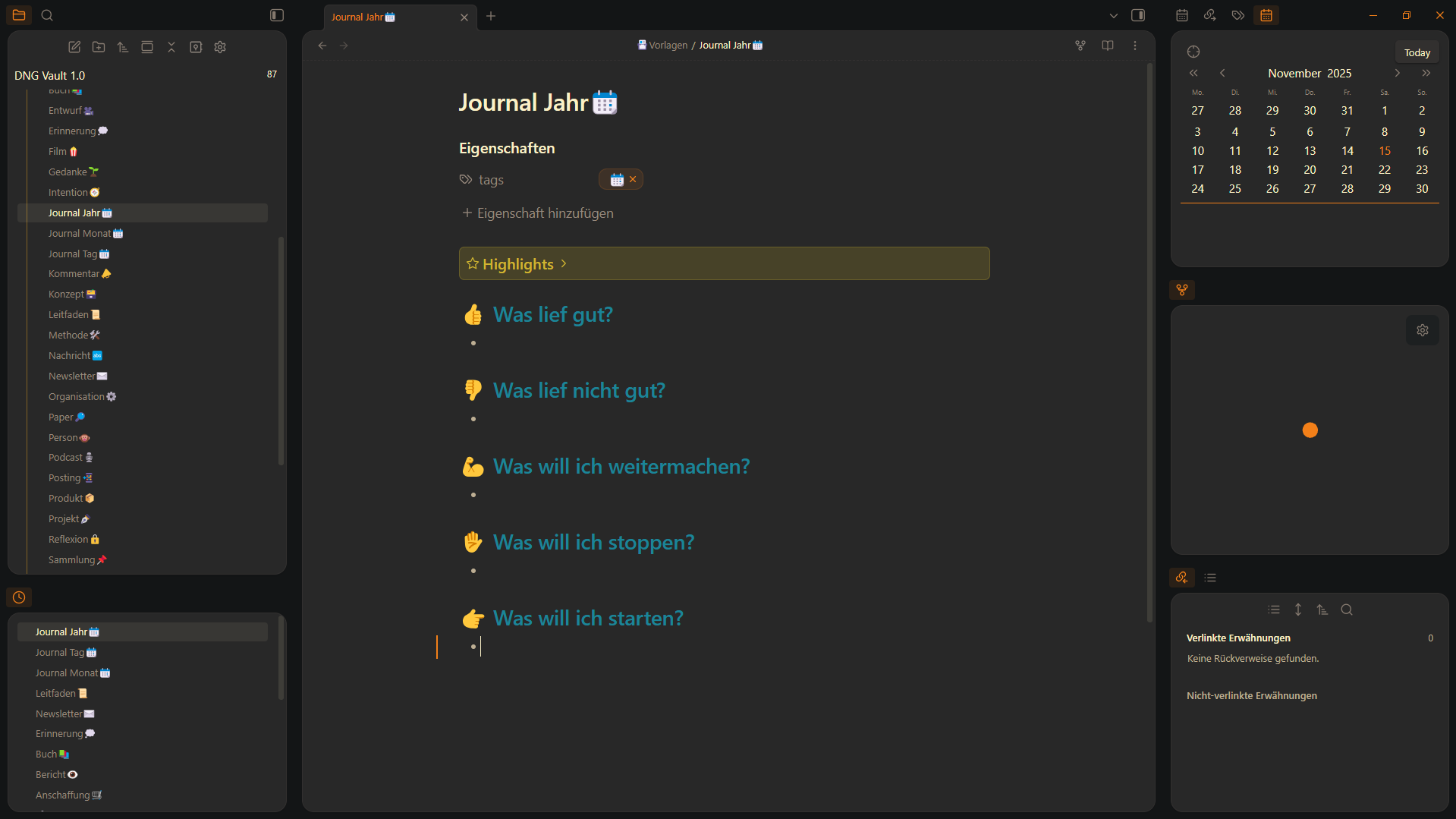 Journalstruktur der Vault